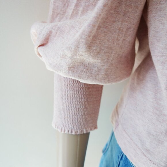 7 FOR ALL MANKIND Puff Sleeve Shirt - Heathered Pink- S EUC - Picture 6 of 8